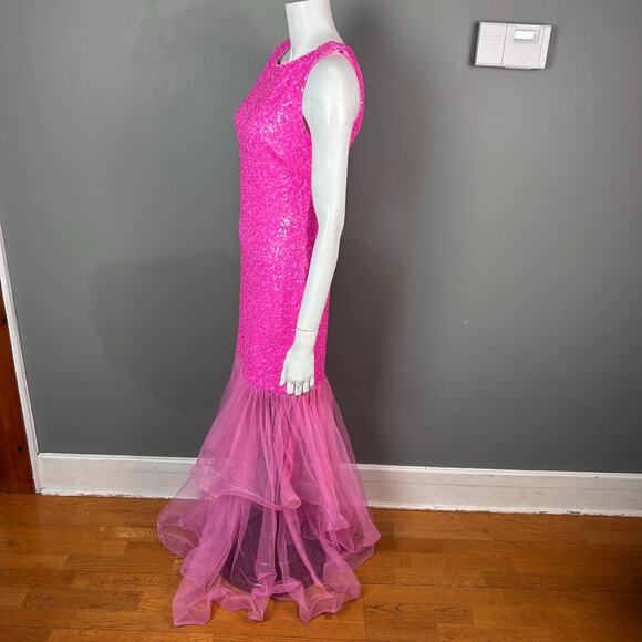 Faeriesty Mermaid dress Gown Size L Hot Pink sequins fairy Legally Blonde Prom - Picture 6 of 12